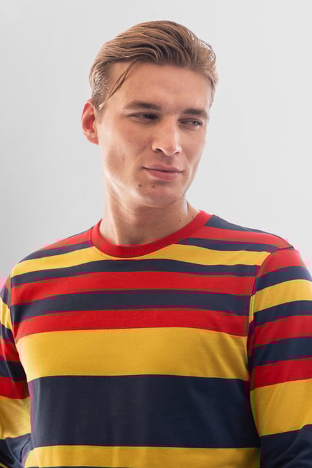 Mens Red Classic Print Stripe Sweatshirt
