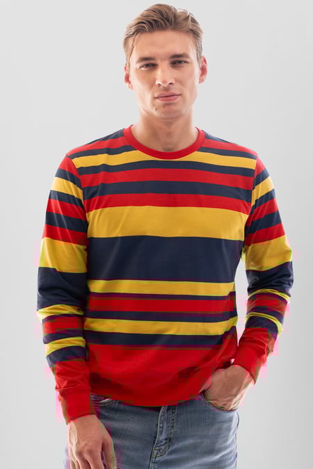 Mens Green Classic Print Stripe Sweatshirt