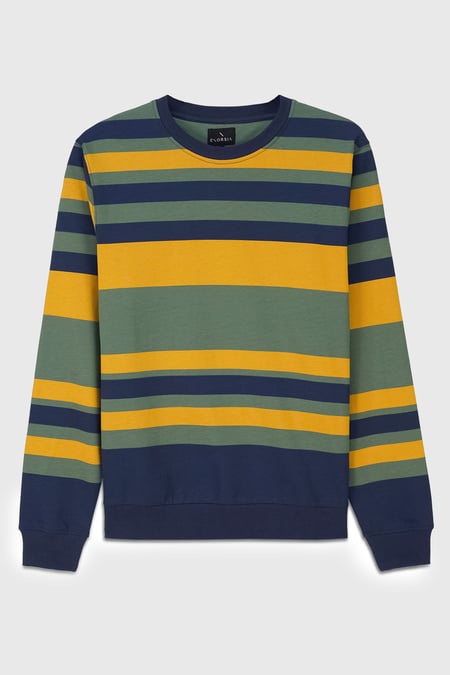 Mens Grey Classic Print Stripe Sweatshirt