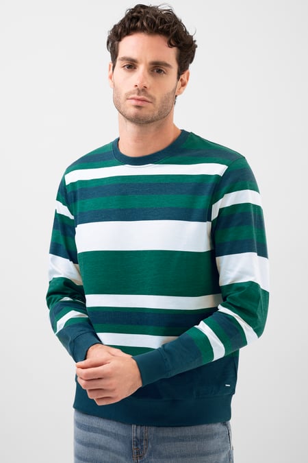 Mens Green Classic Print Stripe Sweatshirt