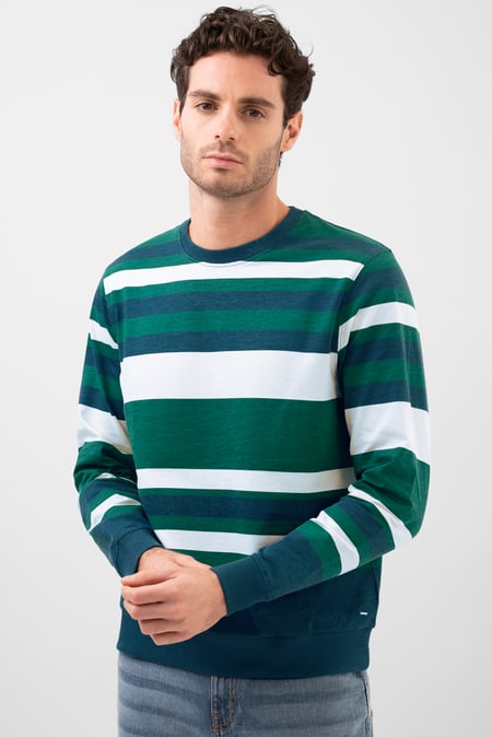 Mens Green Classic Print Stripe Sweatshirt
