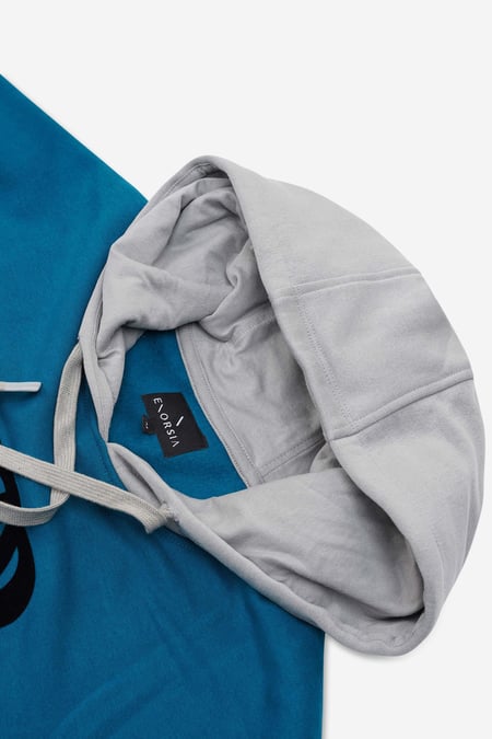 Mens Blue Flock Print Overhead Hoodie