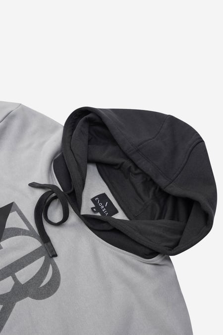 Mens Grey Flock Print Overhead Hoodie