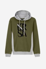 Mens Flock Print Overhead Hoodie