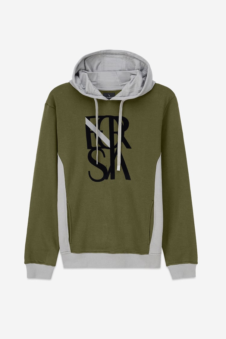 Mens Flock Print Overhead Hoodie