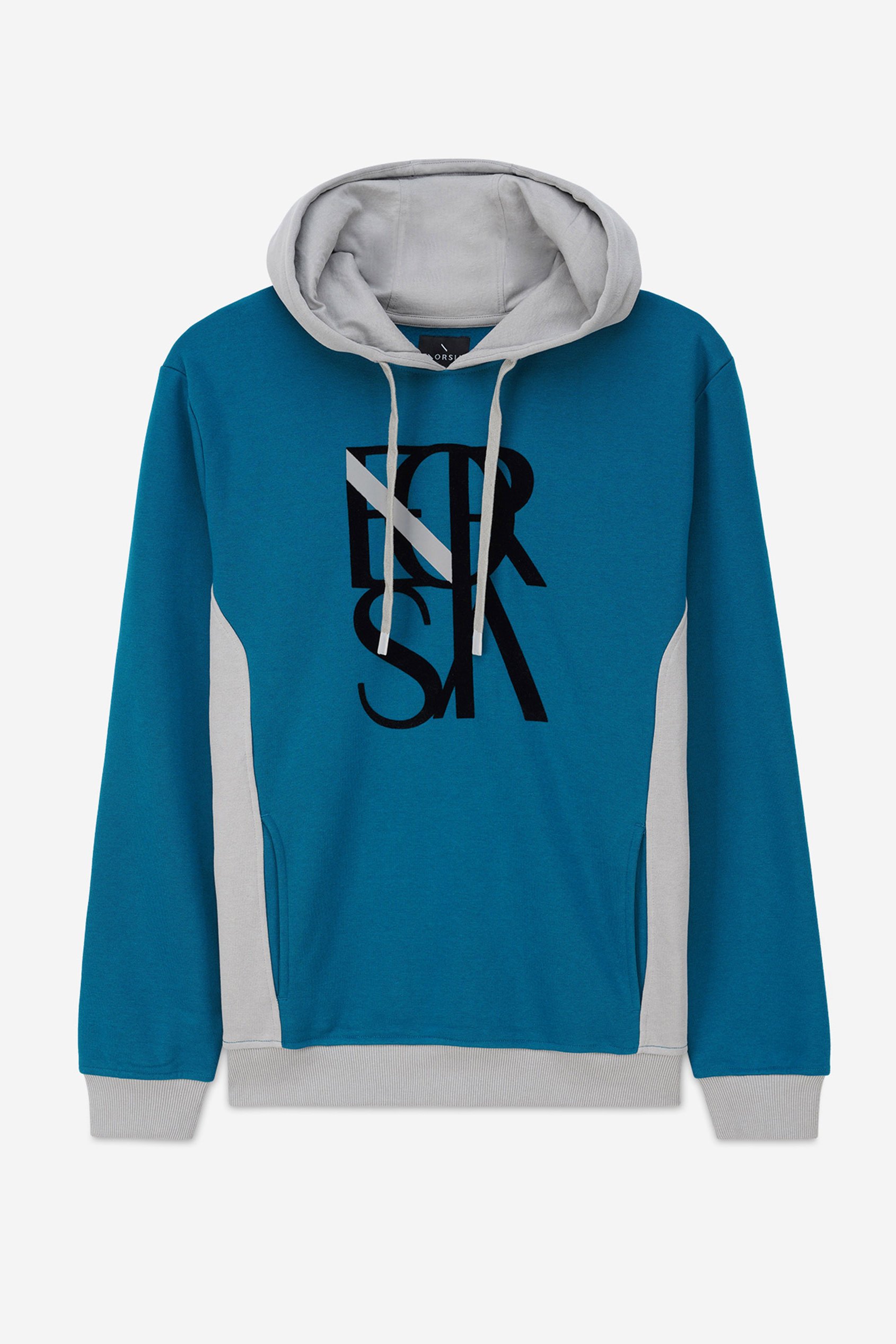 Mens Flock Print Overhead Hoodie