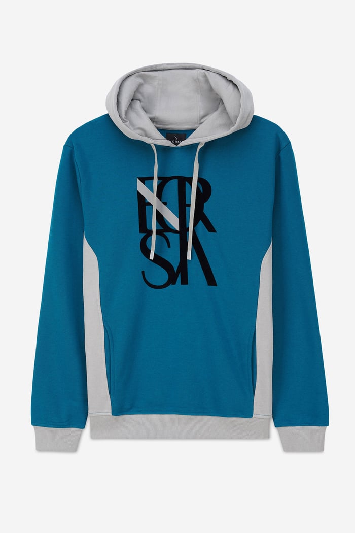 Mens Flock Print Overhead Hoodie
