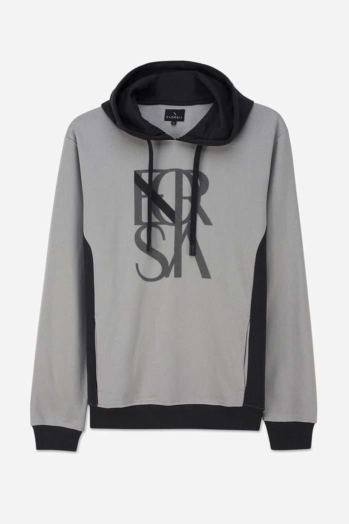 Mens Flock Print Overhead Hoodie