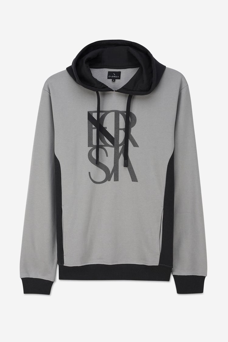 Mens Flock Print Overhead Hoodie