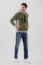 Mens Flock Print Overhead Hoodie