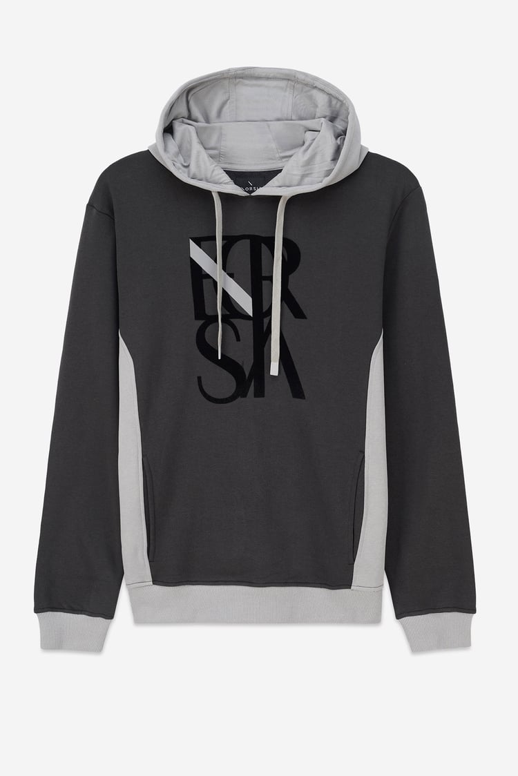 Mens Flock Print Overhead Hoodie