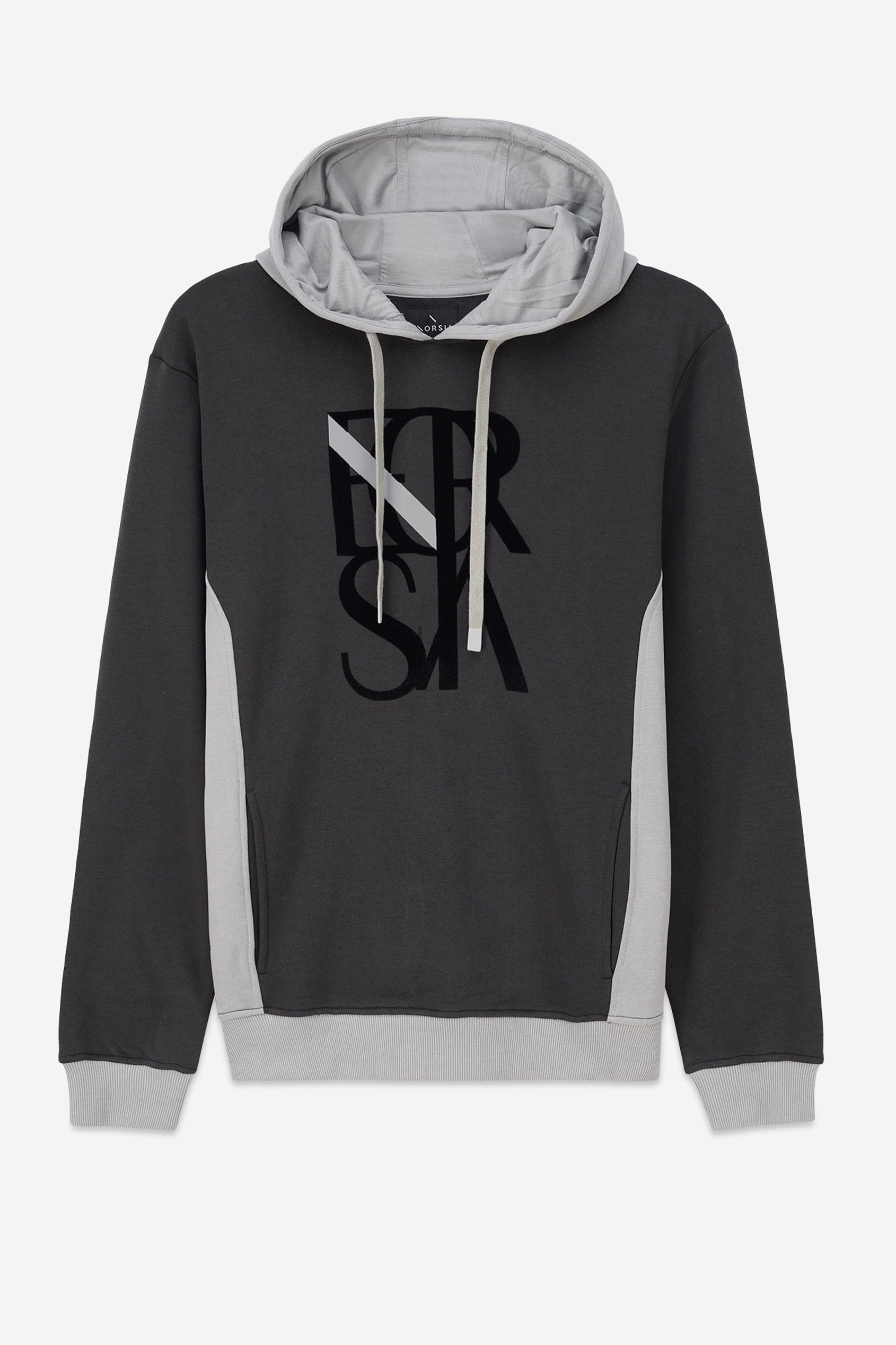 Mens Flock Print Overhead Hoodie