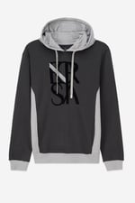 Mens Flock Print Overhead Hoodie