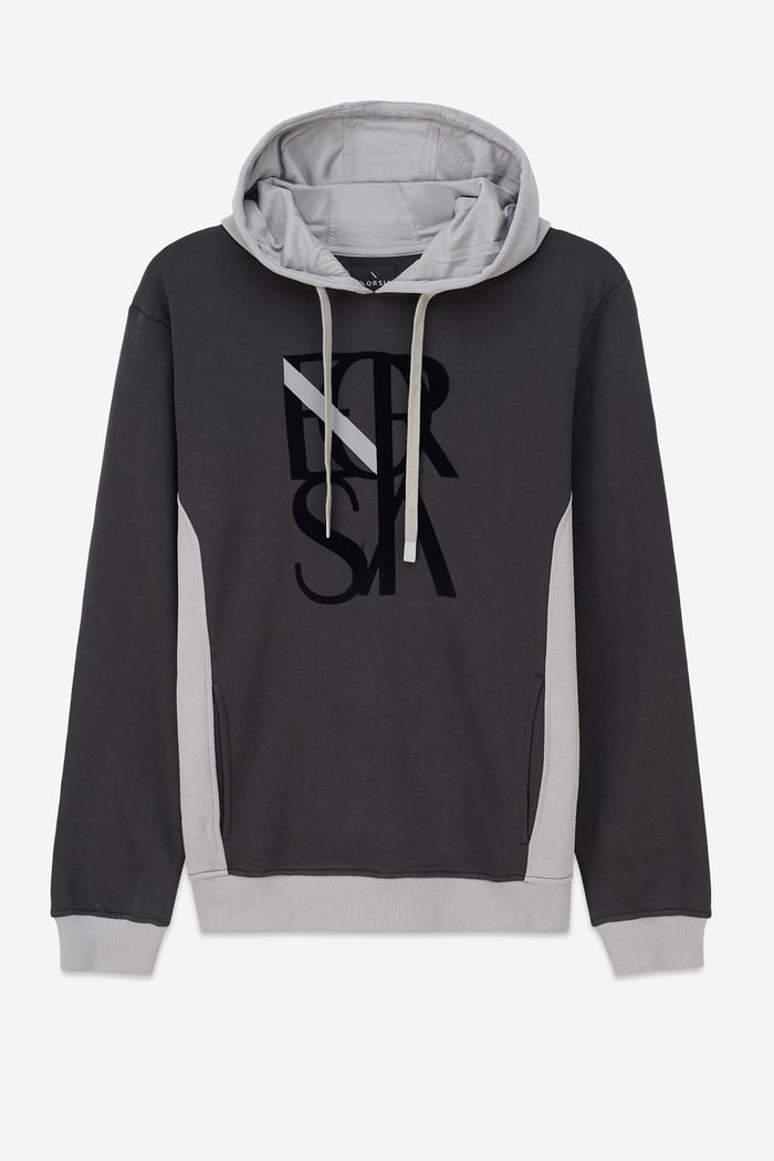 Mens Flock Print Overhead Hoodie