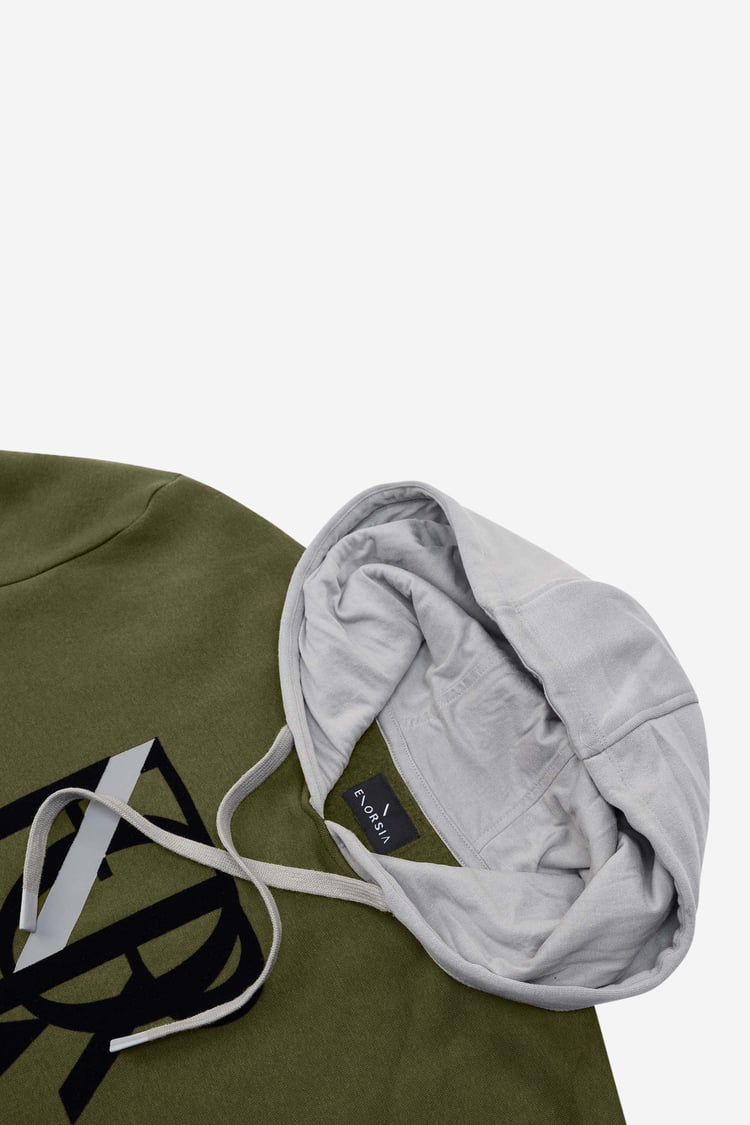 Mens Flock Print Overhead Hoodie