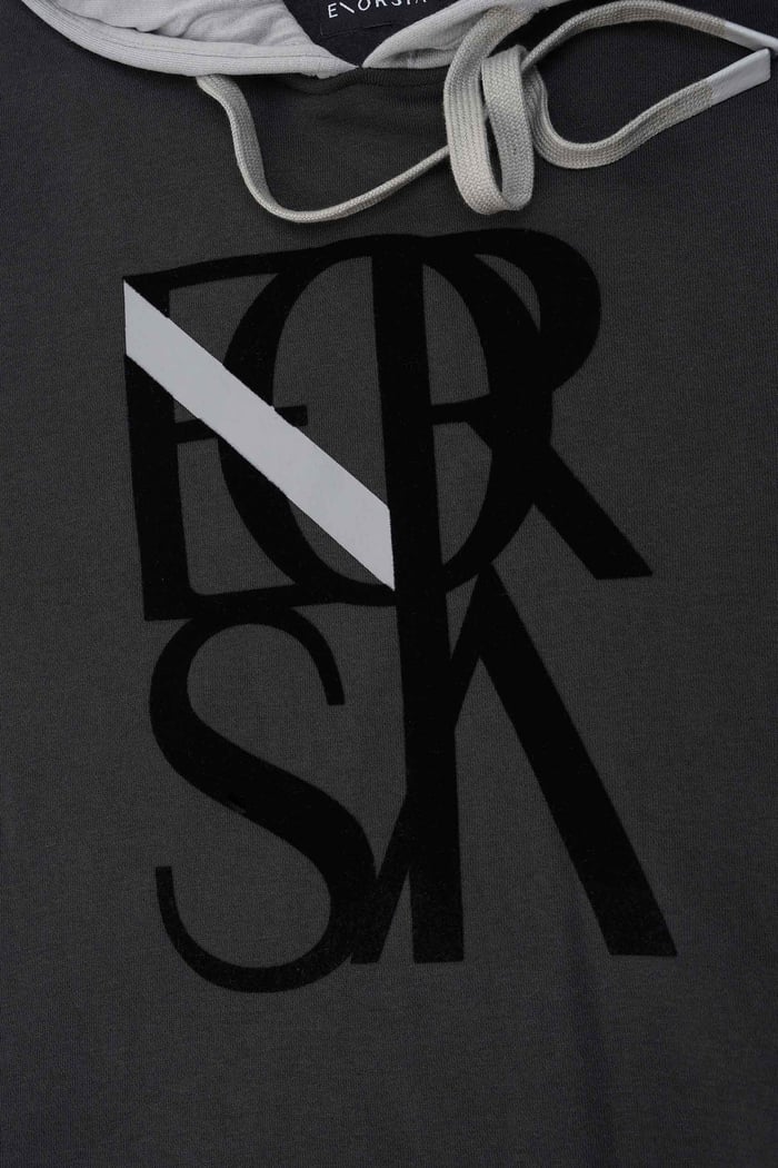 Mens Flock Print Overhead Hoodie