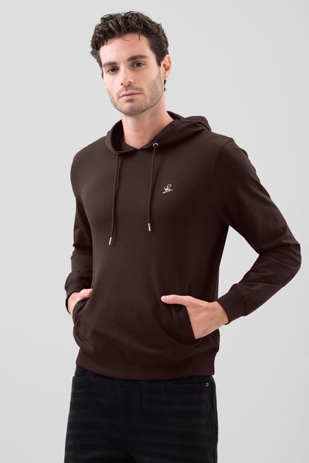 Brown Premium Pull Over Hoodie With Signature Logo