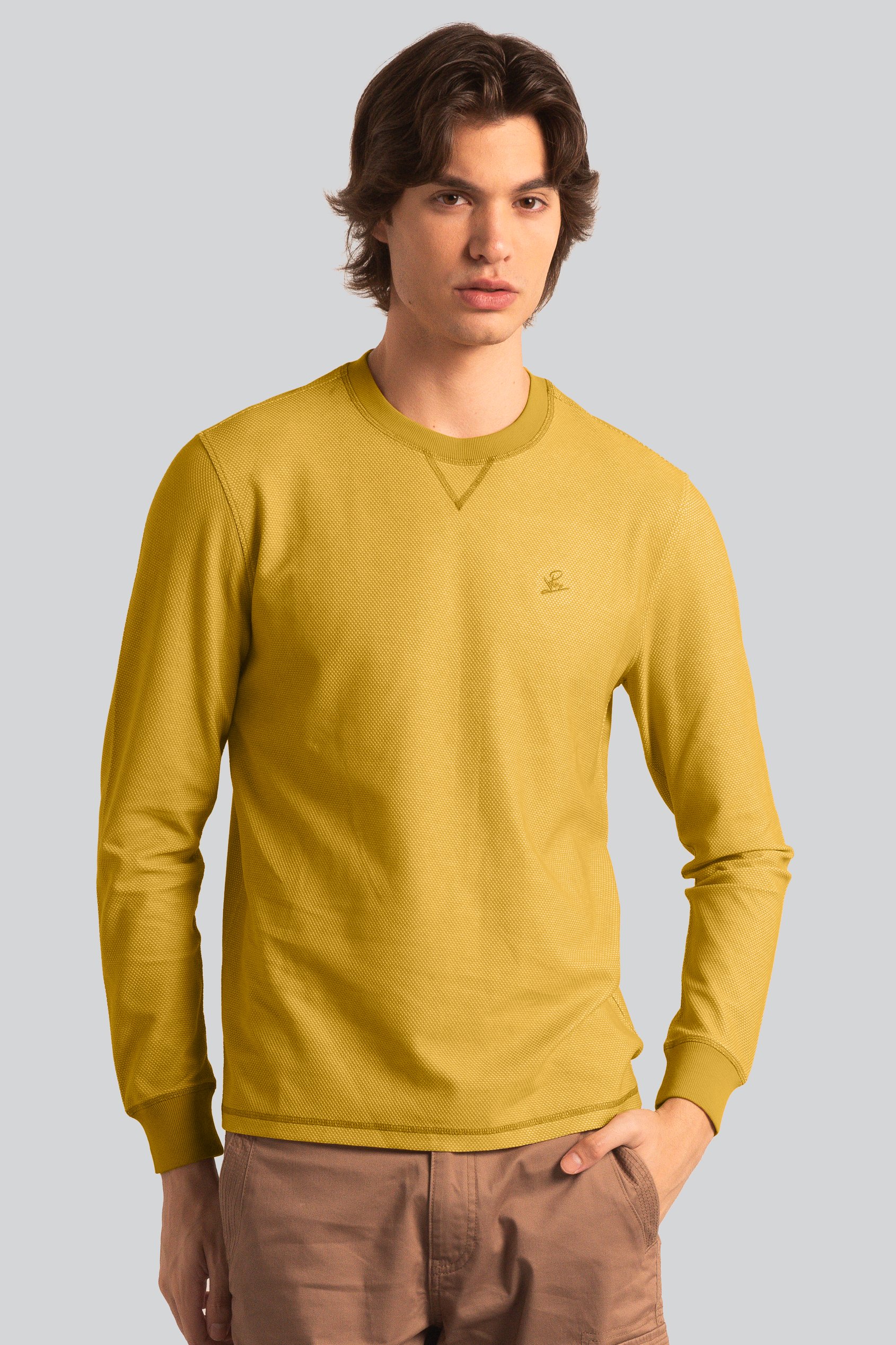 Honeycomb Design Jersey Long Sleeve T-Shirt