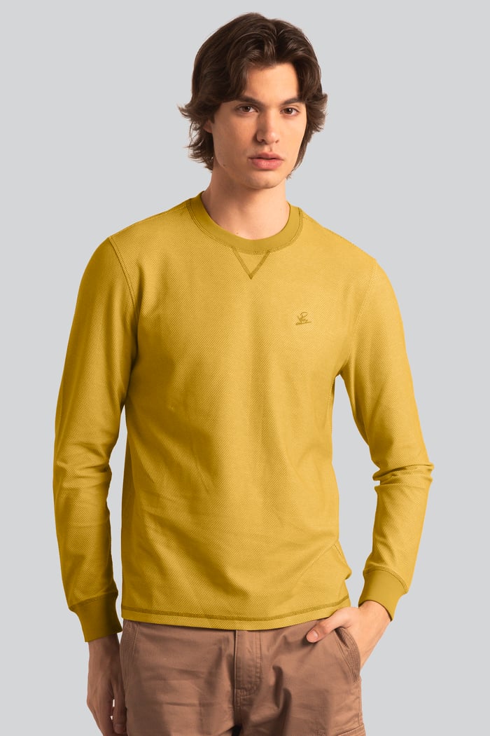 Honeycomb Design Jersey Long Sleeve T-Shirt