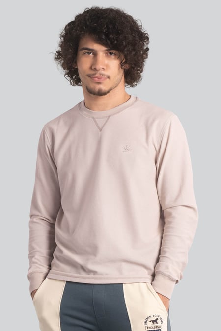 Cream Honeycomb Design Jersey Long Sleeve T-Shirt