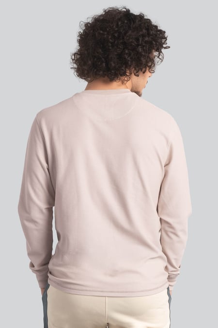 Cream Honeycomb Design Jersey Long Sleeve T-Shirt