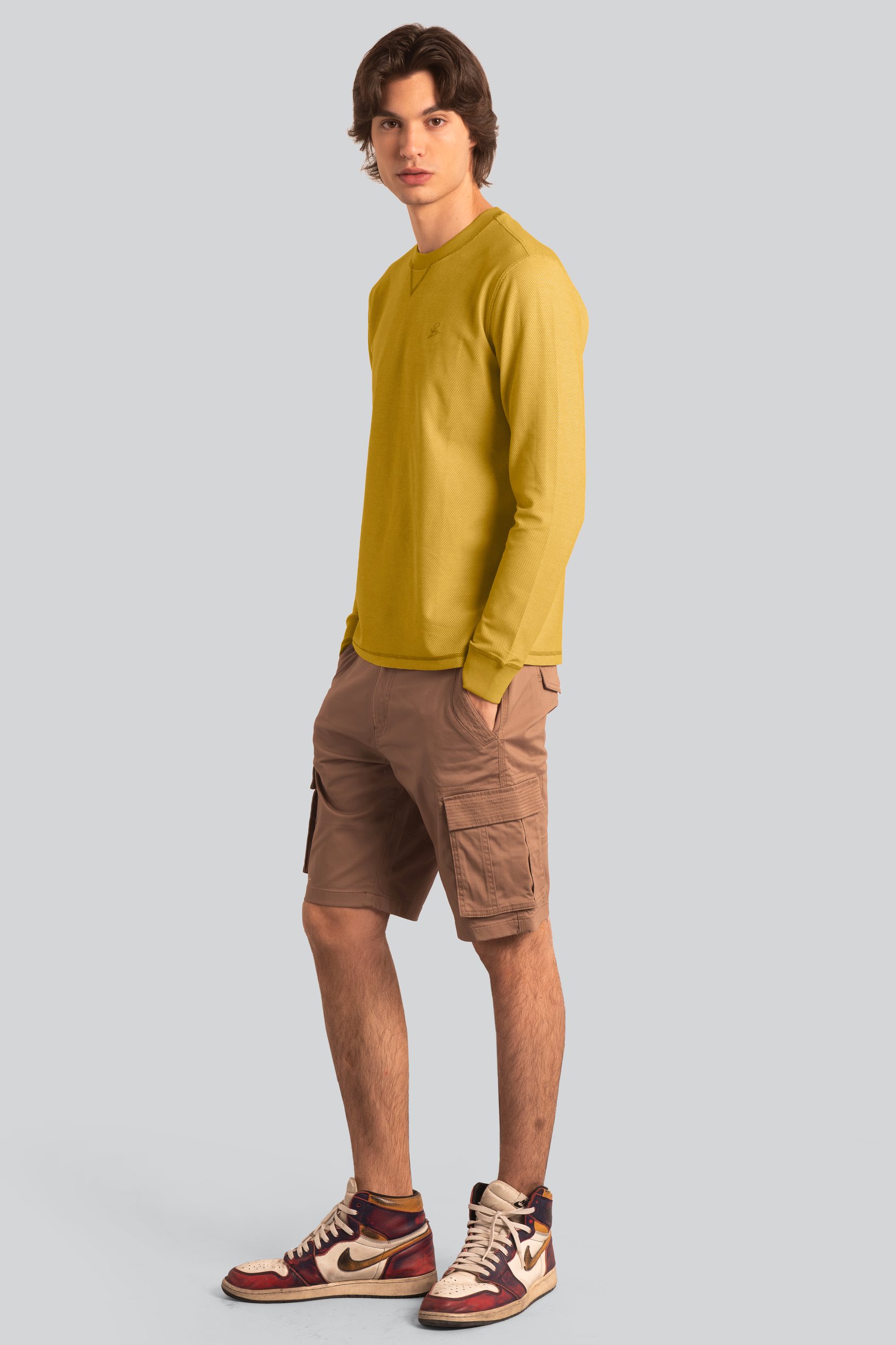 Honeycomb Design Jersey Long Sleeve T-Shirt