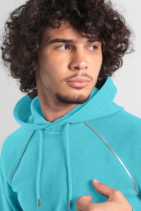 Blue Brushed Fleece Raglan Hoodie