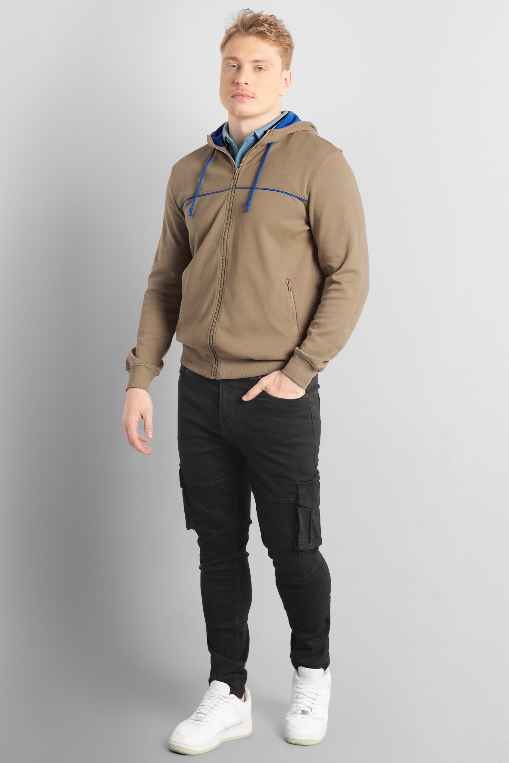 Heavy Jersey Zip Through Hoodie