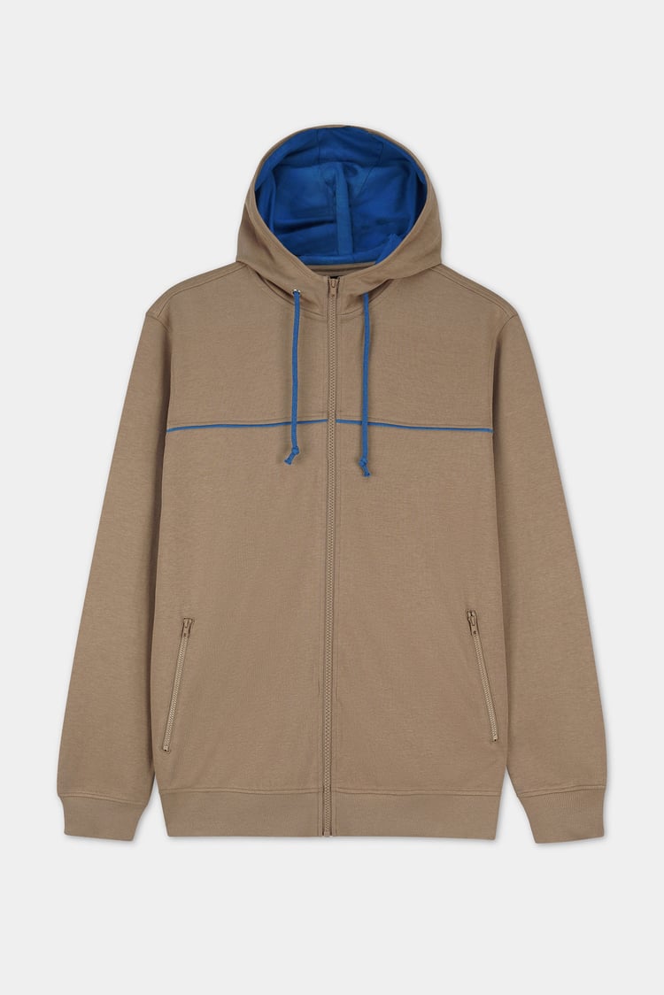 Heavy Jersey Zip Through Hoodie