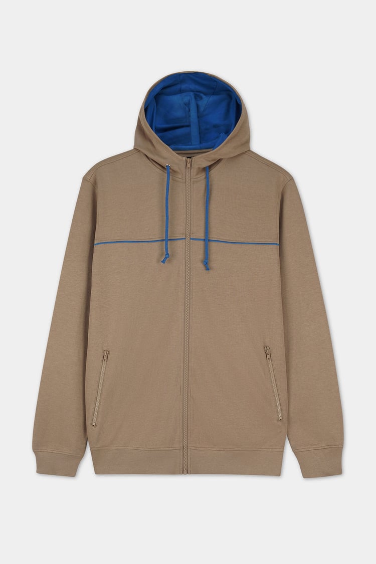 Heavy Jersey Zip Through Hoodie