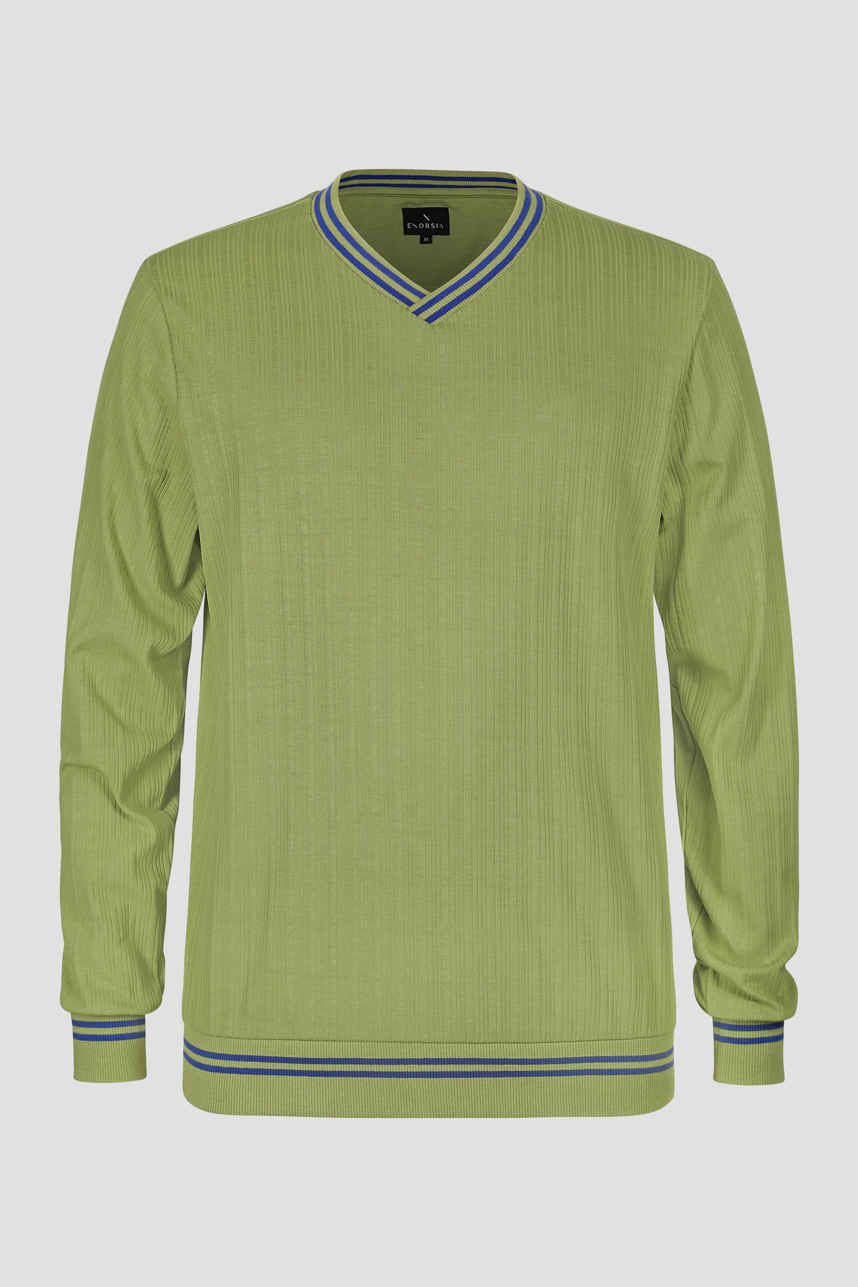 Contrast Ribbing V-Neck Sweatshirt