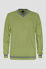 Contrast Ribbing V-Neck Sweatshirt