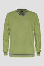 Contrast Ribbing V-Neck Sweatshirt