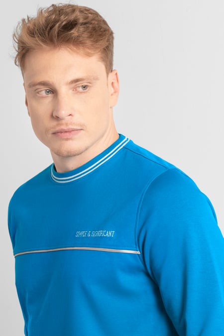 Blue Simple & Significant Sweatshirt With Reflective Tape Detailing