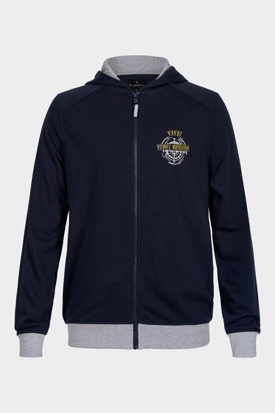 Mens Wave Full Zip  Contrast Hoodie