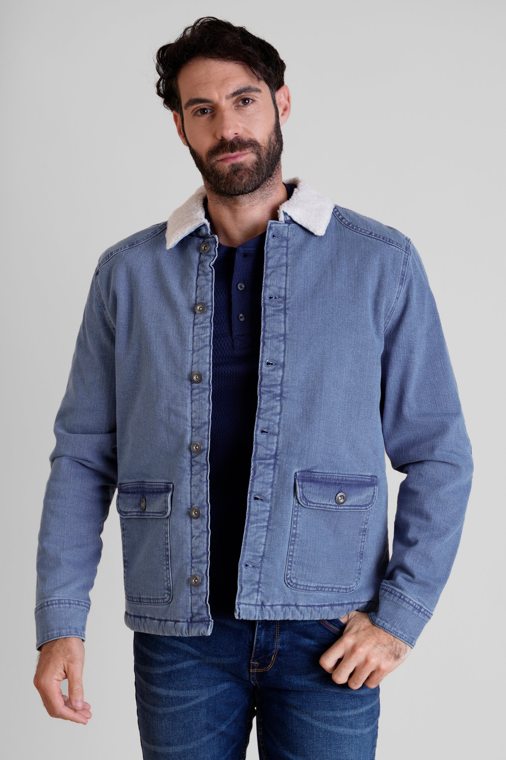 Men's Borg Lined Denim Tucker Jacket