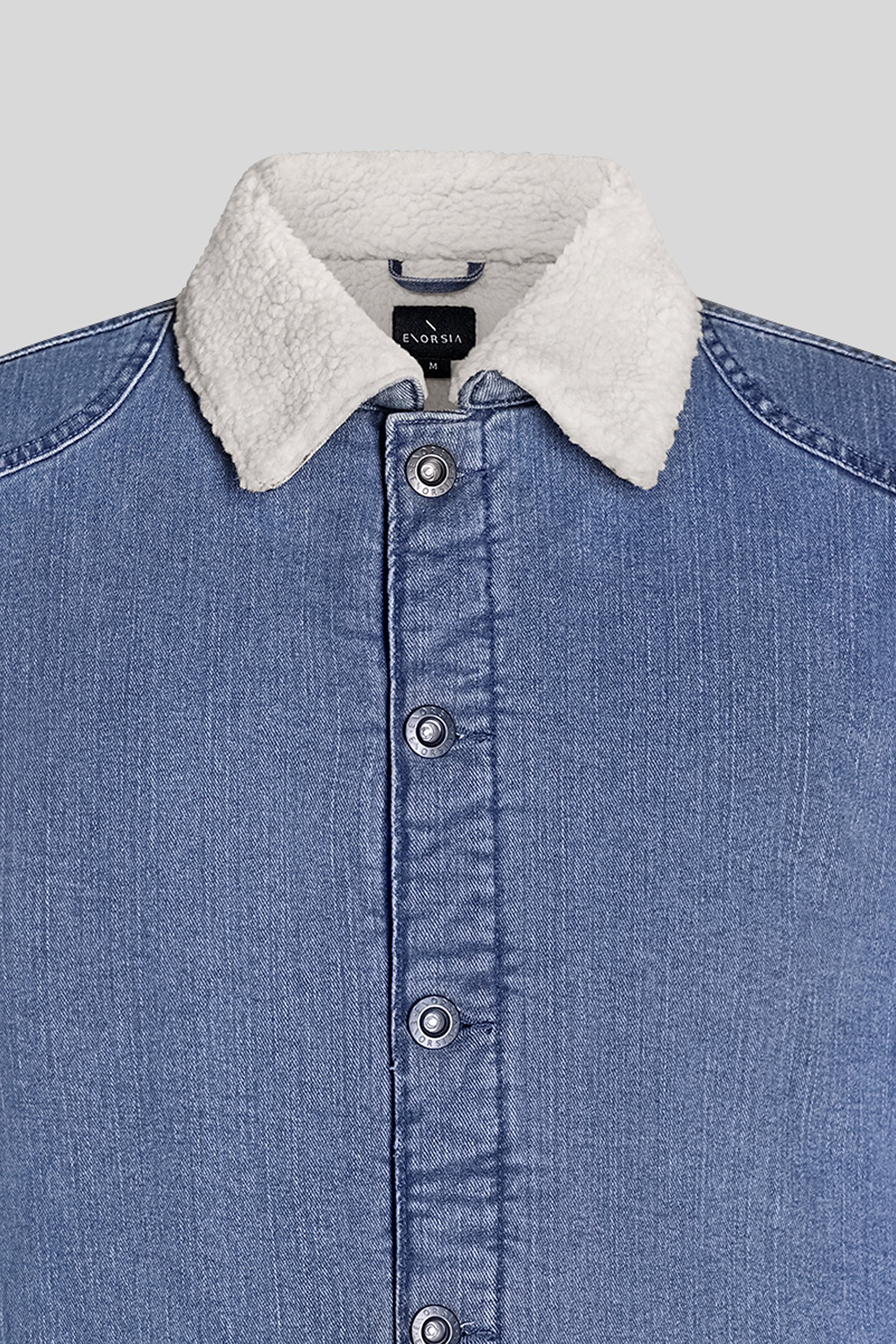 Men's Borg Lined Blue Denim Jacket