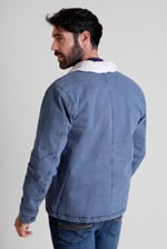 Men's Borg Lined Blue Denim Jacket
