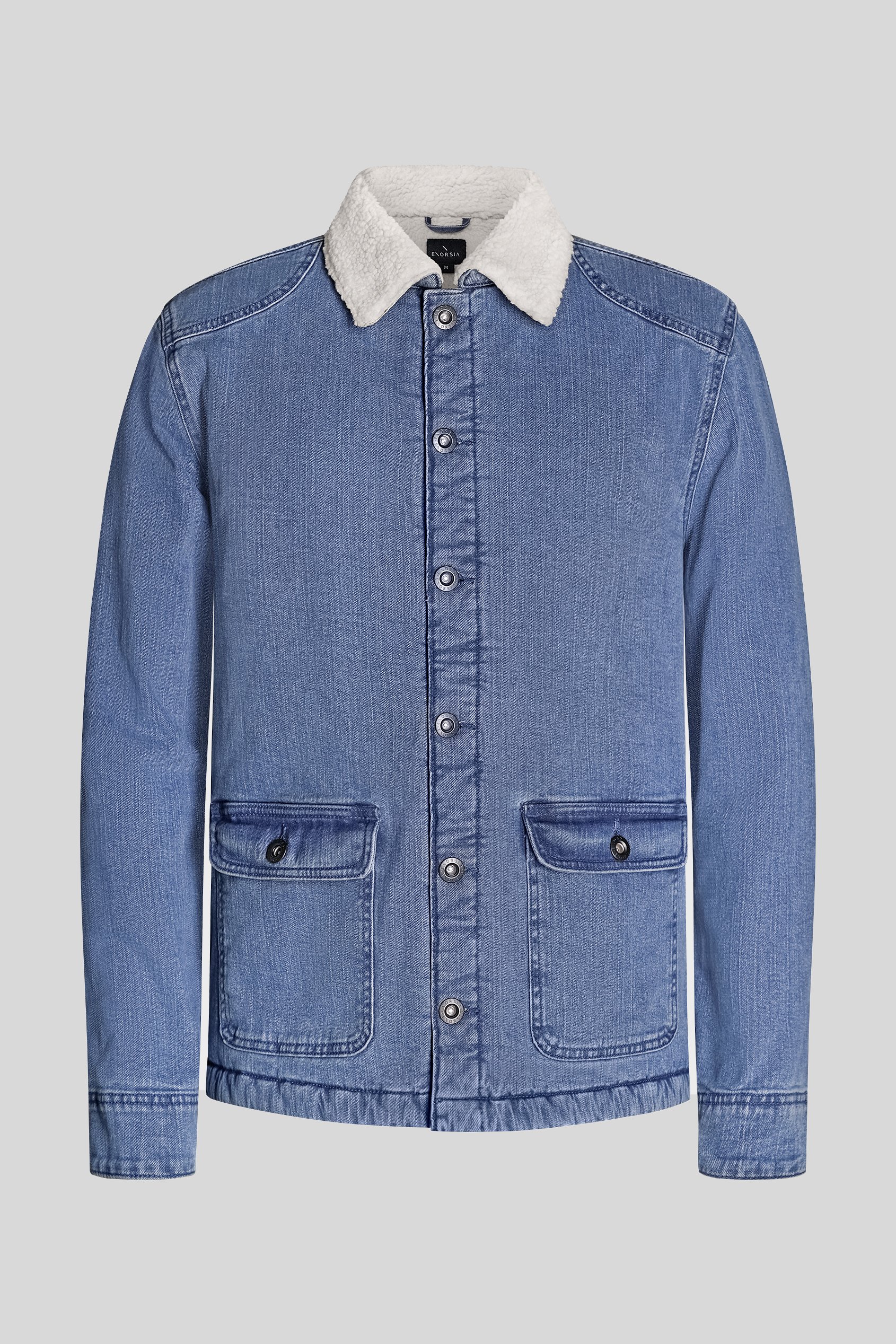 Men's Borg Lined Blue Denim Jacket