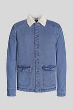 Men's Borg Lined Blue Denim Jacket