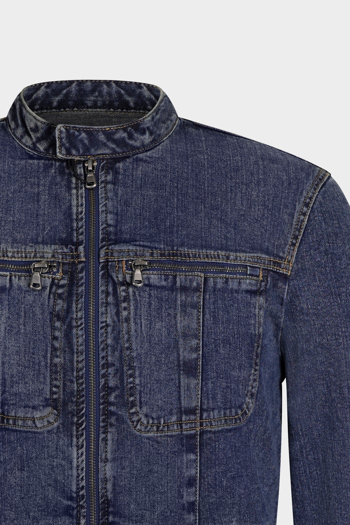 Men's Indigo Biker Denim Jacket