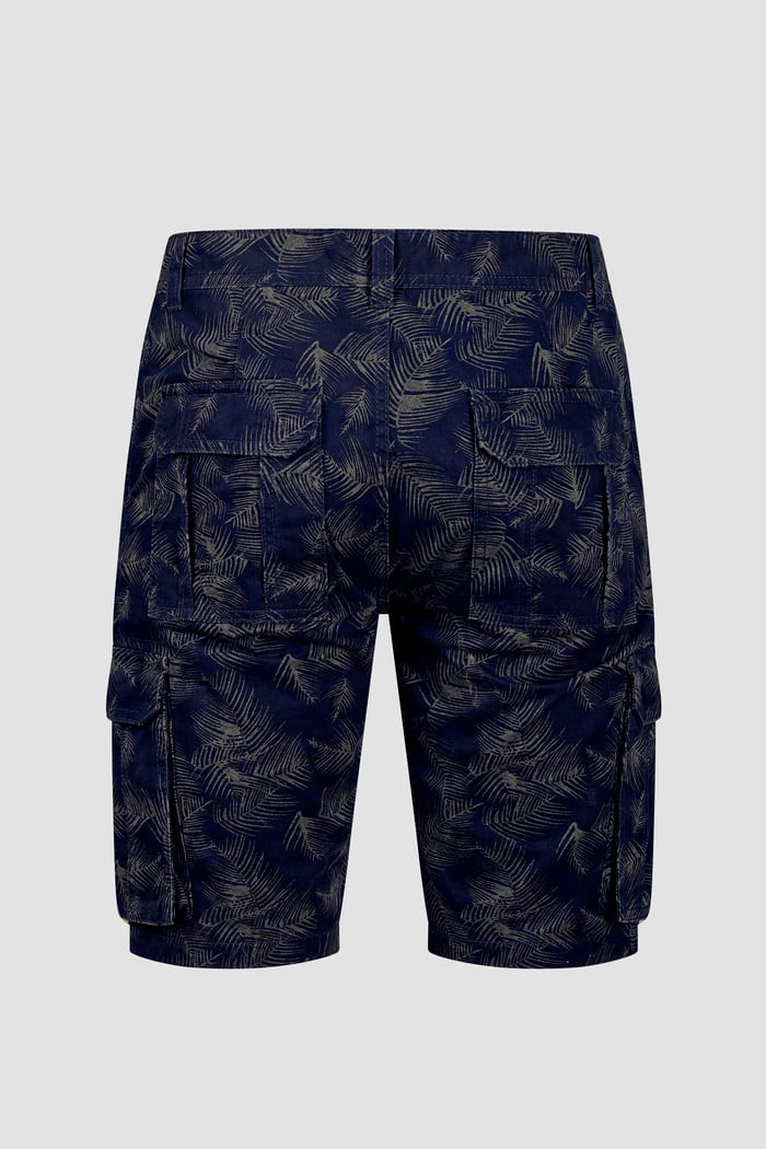 Mens Pure Cotton Palm Print Cargo Shorts