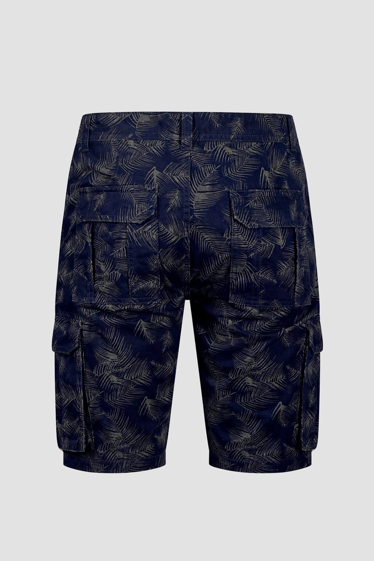 Mens Pure Cotton Palm Print Cargo Shorts