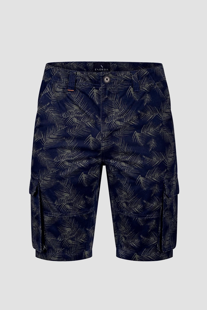 Mens Pure Cotton Palm Print Cargo Shorts