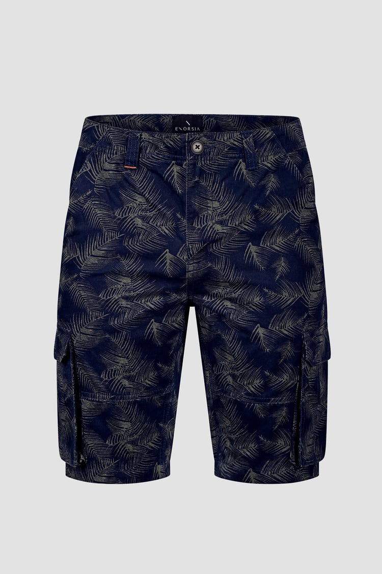 Mens Pure Cotton Palm Print Cargo Shorts
