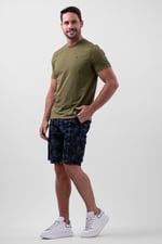 Mens Pure Cotton Palm Print Cargo Shorts