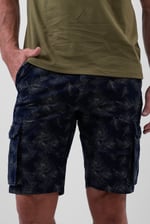 Mens Pure Cotton Palm Print Cargo Shorts