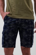 Mens Pure Cotton Palm Print Cargo Shorts
