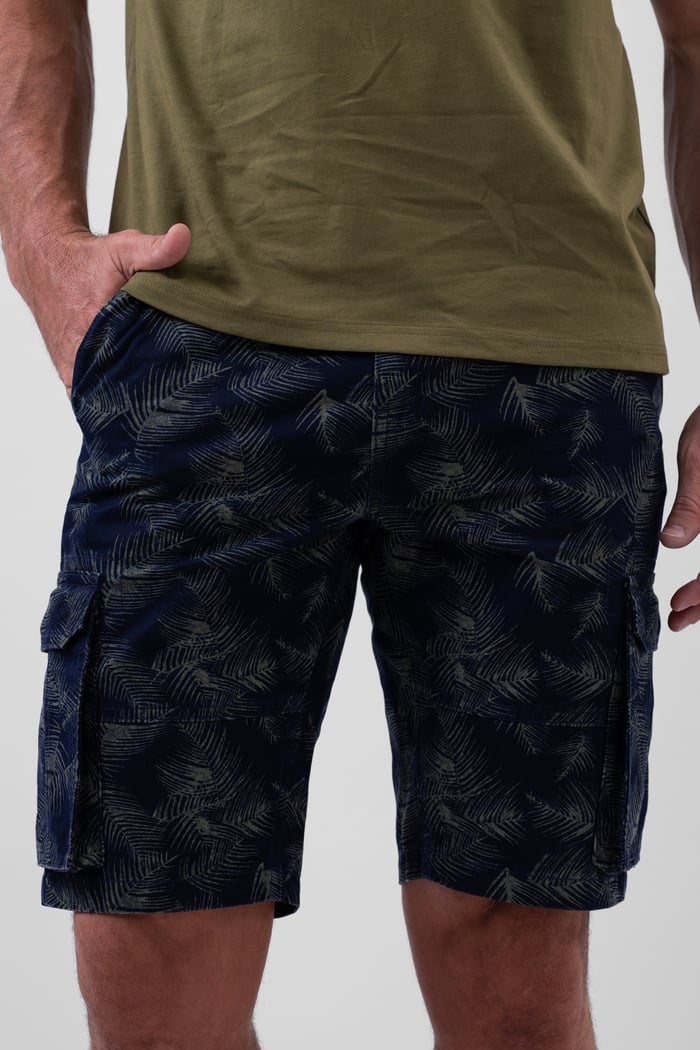 Mens Pure Cotton Palm Print Cargo Shorts