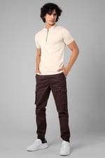 Ribbed Zip Neck Short Sleeve Polo